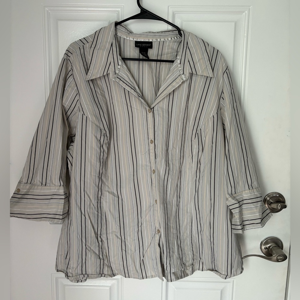 Lane Bryant striped collared button up 26/28